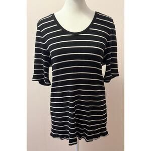 EILEEN FISHER Shortsleeve Striped Tencel Tunic Midweight Shirt Size XL